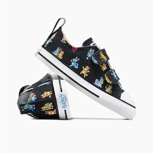 Kids Black Bluey Print Velcro Converse Sneakers